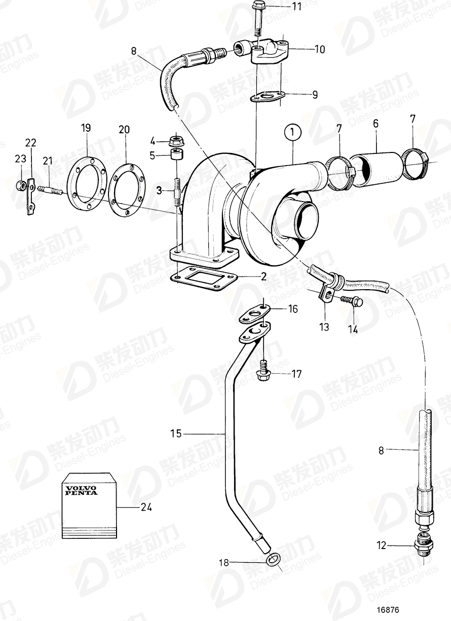 volvo penta Turbocharger 3802085 Drawing volvo penta Turbocharger 3802085 Drawing